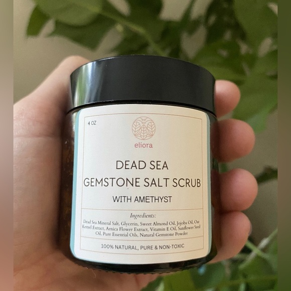 Hand-crafted Dead Sea Mineral Salt Gemstone Amethyst Exfoliant Scrub - Picture 5 of 5